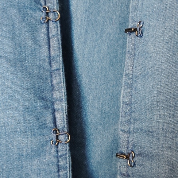 INC International Concepts  Denim Jacket Blazer Military Style Gold Button - Picture 12 of 14